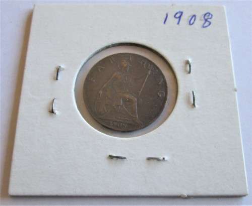 1908 FARTHING GREAT BRITAIN COIN