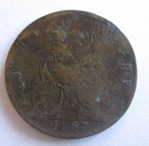 1887 HALF PENNY GREAT BRITAIN COIN