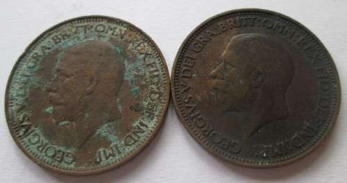 HALF PENNY GREAT BRITAIN x2 COINS (LOT) 1930/1932