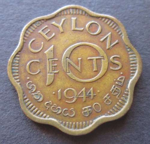 10 CENTS CEYLON 1944 COIN