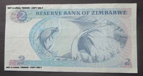 TWO DOLLARS 1983 ZIMBABWE NOTE SERIAL Nr AB1127635S