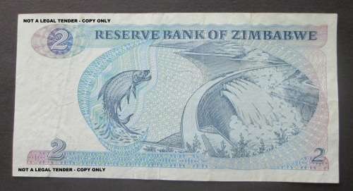 TWO DOLLAR 1983 ZIMBABWE NOTE SERIAL Nr AA75303625