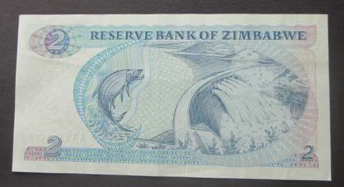 TWO DOLLAR 1983 ZIMBABWE NOTE SERIAL Nr AB1127636S