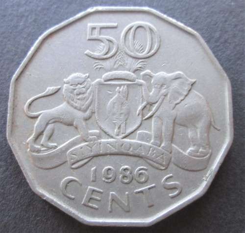50 CENT 1986 SWAZILAND COIN