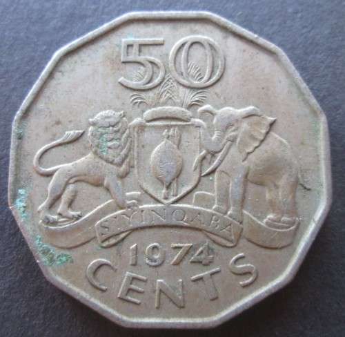 50 CENTS 1974 SWAZILAND COIN