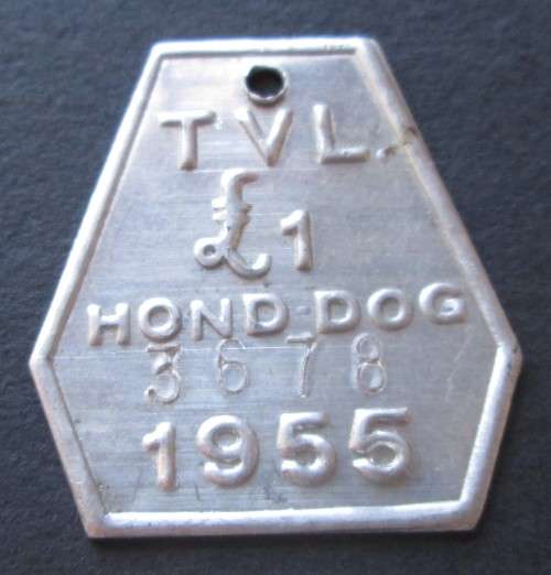 1955 TVL DOG LICENSE TAG No. 3678