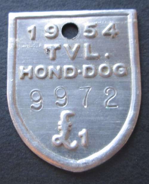 1954 TVL DOG LICENSE TAG No. 9972
