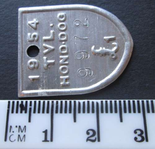 1954 TVL DOG LICENSE TAG No. 9972