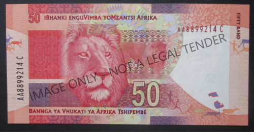 50 RAND SOUTH AFRICA MANDELA NOTE SERIAL Nr. AA8899214C (GILL MARCUS) - K23