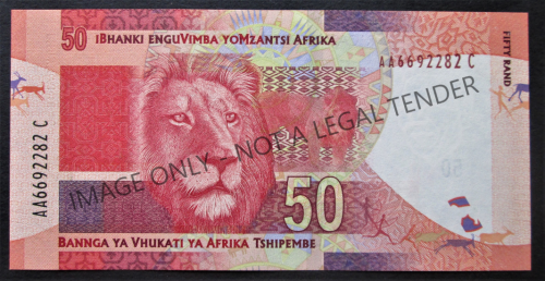 50 RAND SOUTH AFRICA MANDELA BANKNOTE SERIAL Nr. AA6692282C (GILL MARCUS) - K29