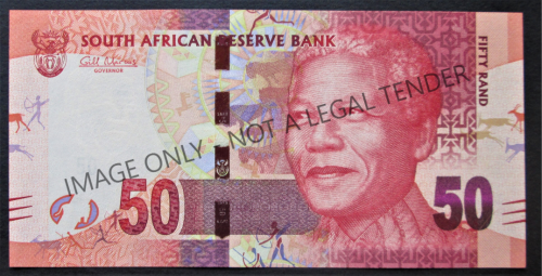 50 RAND SOUTH AFRICA MANDELA BANKNOTE SERIAL Nr. AA6692282C (GILL MARCUS) - K29