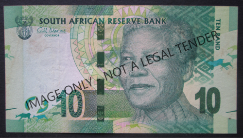 10 RAND SOUTH AFRICA MANDELA NOTE SERIAL Nr. AA6951973A (GILL MARCUS) - K4
