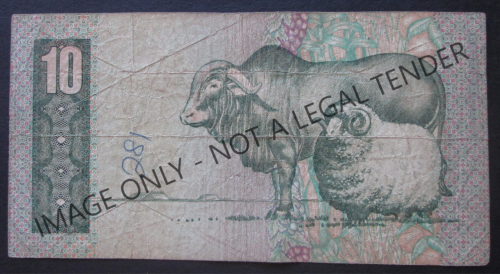 TEN RAND SOUTH AFRICA NOTE SERIAL Nr. CQ3524014C (CL STALS)
