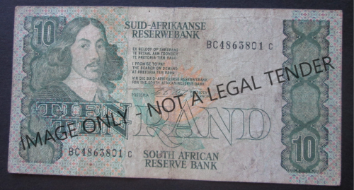 TEN RAND SOUTH AFRICA NOTE SERIAL Nr. BC4863801C (CL STALS)