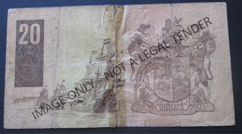 TWENTY RAND SOUTH AFRICA NOTE SERIAL Nr. AL7554722D (CL STALS)