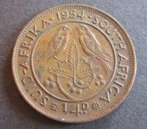 1/4 PENNY 1954 (FARTHING) UNION OF SOUTH AFRICA COIN - C1545