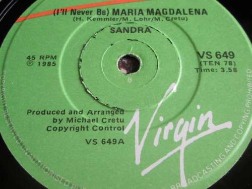 SANDRA - (I`LL NEVER BE) MARIA MAGDALENA (VS649) 45RPM RECORD - S9