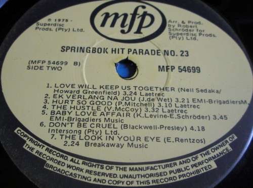 1975 SPRINGBOK HIT PARADE NO. 23 (MFP 54699) VINYL LP RECORD - S39