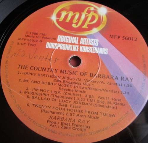 BARBARA RAY - 1980 THE COUNTRY MUSIC OF BARBARA RAY LP VINYL RECORD (MFP 56012) - S9