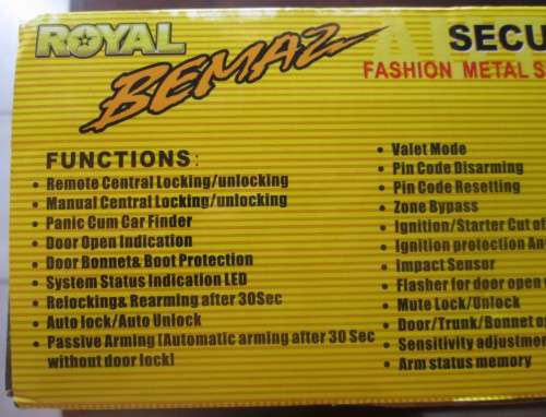 Bemaz Royal Car Security System remote Car 2 Remote Car Alarm with Entry Siren