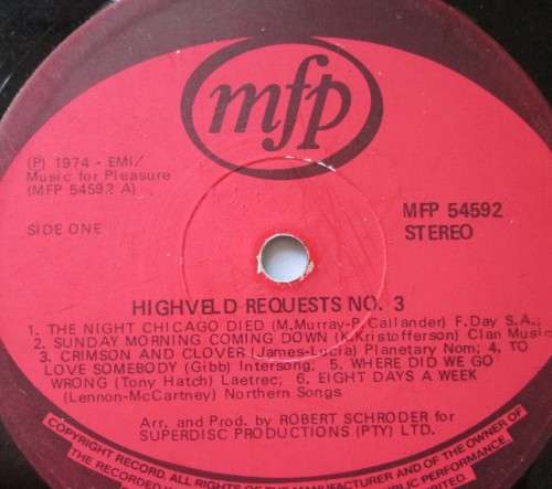 1974 HIGHVELD REQUESTS NO. 3 (MFP 54592) RECORD - S202