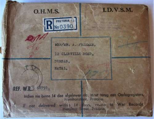WORLD WAR MEDALS 1939 - 1945 AFRICA SERVICE / THE WAR and STAR MEDALS - A. FREEMAN WITH DOCS - RAK34