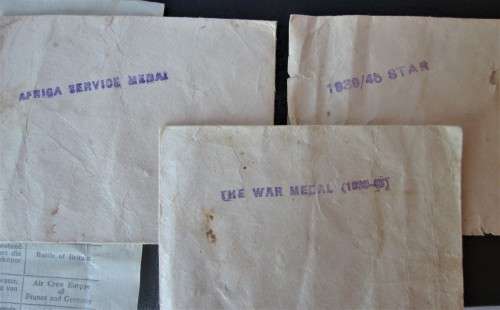 WORLD WAR MEDALS 1939 - 1945 AFRICA SERVICE / THE WAR and STAR MEDALS - A. FREEMAN WITH DOCS - RAK34