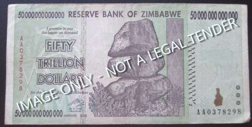50 TRILLION DOLLARS ZIMBABWE BANKNOTE - RAK247