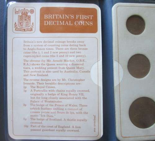 Britain`s first decimal coin selection set booklet