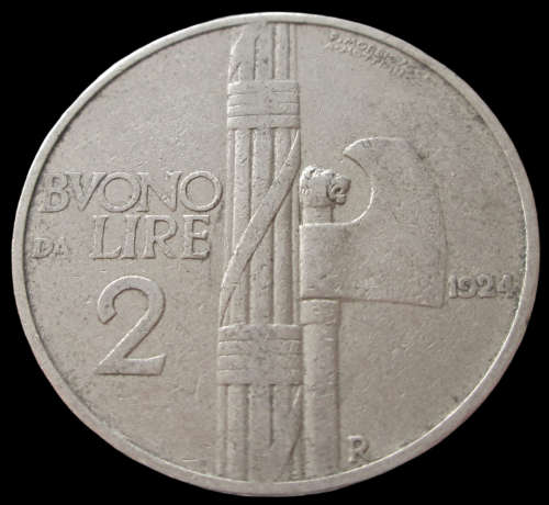 2 LIRE 1924 ITLAY COIN - C2444