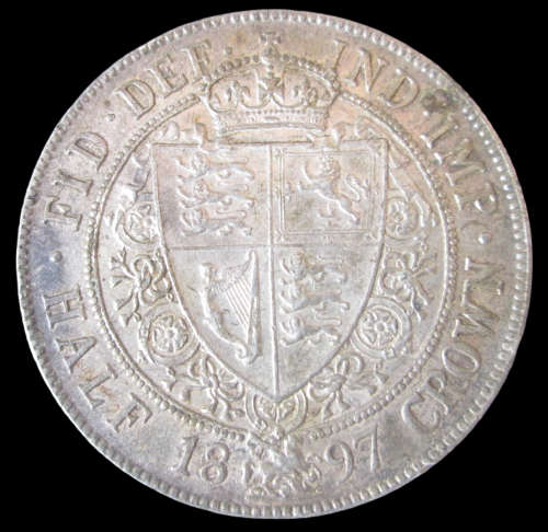 HALF CROWN 1897 VICTORIA·DEI GRA·BRITT · REG *SILVER* GREAT BRITAIN COIN - RAKC/116