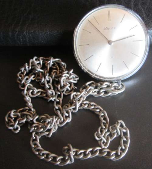 NIVADA 17 JEWELS POCKET WATCH / CHAIN (50gram/chain 30cm) - RAK379