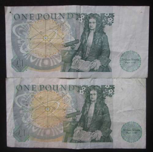 ONE POUND ENGLAND BANKNOTES x2 - RAK6