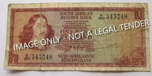 1 RAND REPUBLIC OF SOUTH AFRICA BANKNOTE SERIAL Nr B380 343048 - RAK517