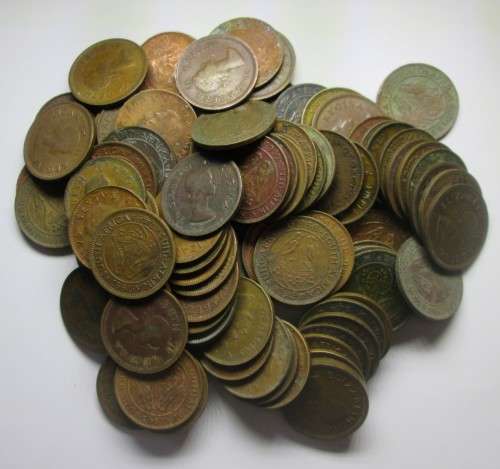 1/4 PENNY (FARTHING) ASSORTED DATES UNION OF SOUTH AFRICA x100 COINS LOT - RAK240