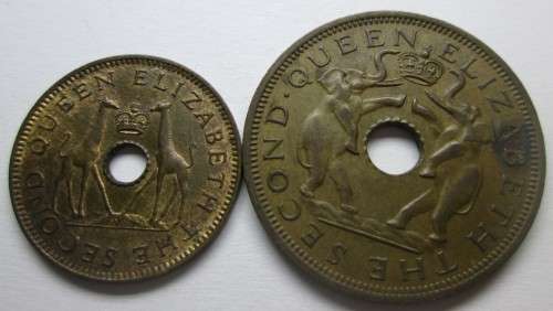 HALF and ONE PENNY 1958/1961 RHODESIA and NYASALAND COINS - RAK256