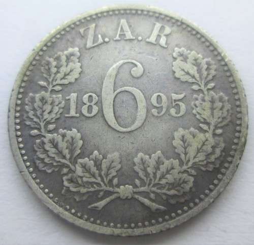 6 PENCE 1895 ZAR *SILVER* COIN - RAKC/24