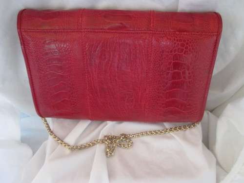 CROCODILE LEATHER SKIN RED HANDBAG - RAKA/2
