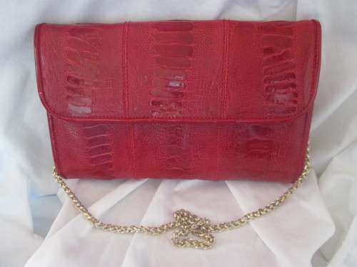 CROCODILE LEATHER SKIN RED HANDBAG - RAKA/2