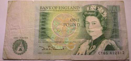 ONE POUND BANK OF ENGLAND BANKNOTE - RAKN/96