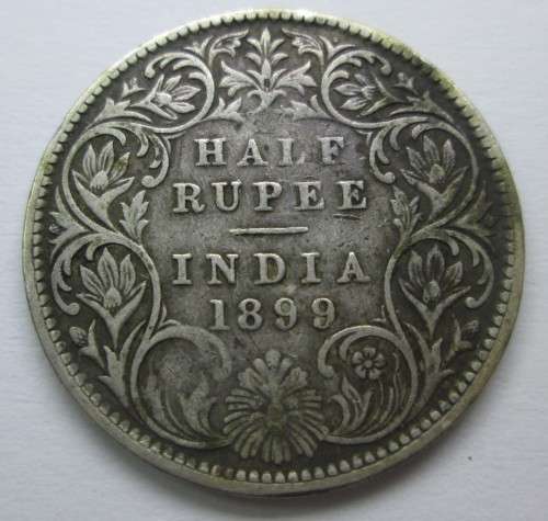 HALF RUPEE 1899 INDIA *SILVER* COIN - RAKC/212