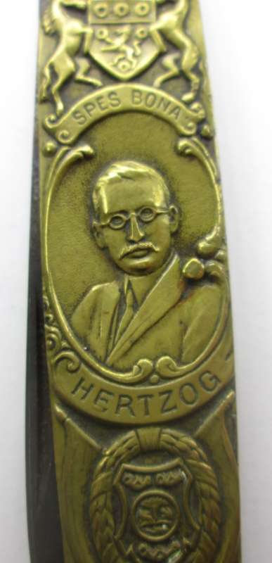 HERTZOG BOER PATRIOTIC WAR POCKET SINGLE BLADE KNIFE COAT OF ARMS OF ALL 4 PROVINCES -RAKM/126