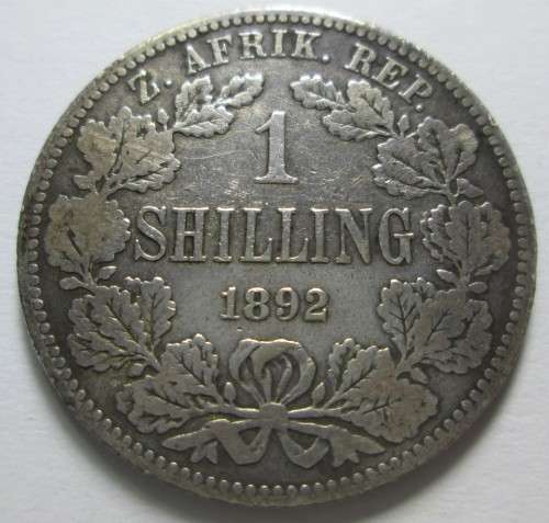 1 SHILLING 1892 ZAR *SILVER* COIN - RAKC/150