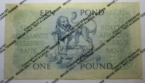 ONE POUND 1954 SOUTH AFRICA BANKNOTE SERIAL No BI68 195374 - RAKN/182