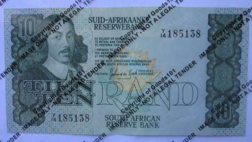 TEN RAND SOUTH AFRICA *REPLACEMENT* BANKNOTE SERIAL No YI4 185138 - RAKN/199