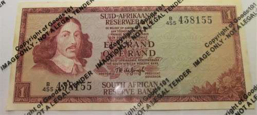 ONE RAND SOUTH AFRICA BANKNOTE *IN SEQUENCE* SERIAL Nr. B455 438154/B455 438155 - RAKN/12