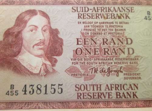 ONE RAND SOUTH AFRICA BANKNOTE *IN SEQUENCE* SERIAL Nr. B455 438154/B455 438155 - RAKN/12