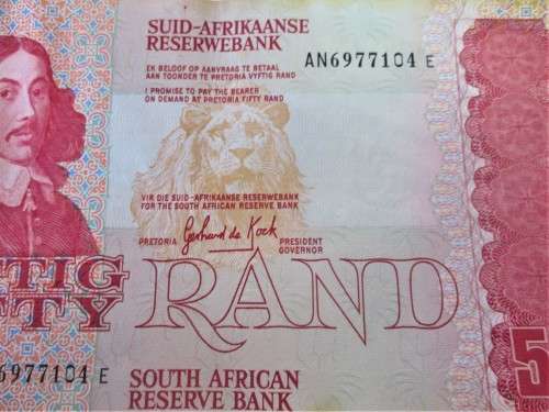 Fifty Rand Republic of South Africa Serial Nr AN6977104 E