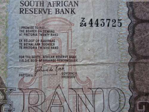 Twenty Rand Republic of South Africa Serial Nr Z24 443725