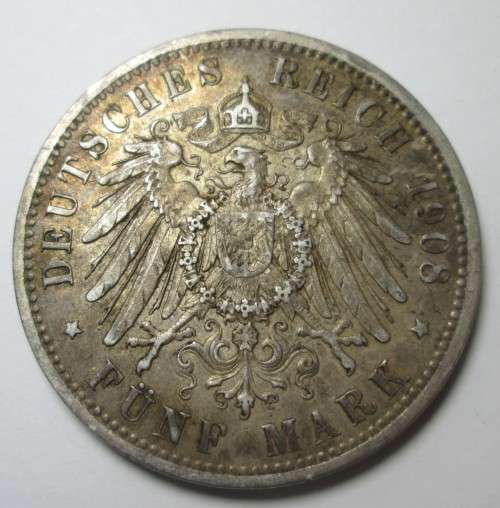 1908 Five Mark Deutsches Reich Germany